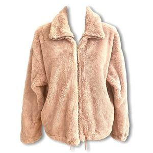 Paper Crane Pink Zip Teddy Bear Drawstring Jacket